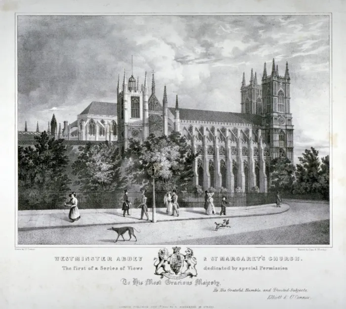Framed Print : Westminster Abbey and St Margarets Church, London, 1830. Artist Framed Print : Westminster Abbey and St Margarets Church, London, 1830. Artist