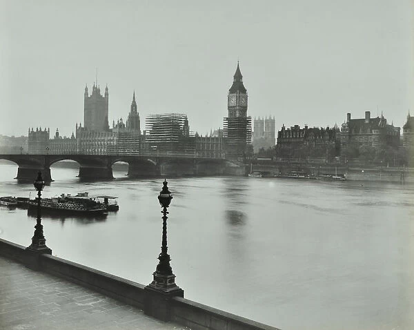 Westminster Bridge and the Palace of Westminster with Big Ben, London, 1934
