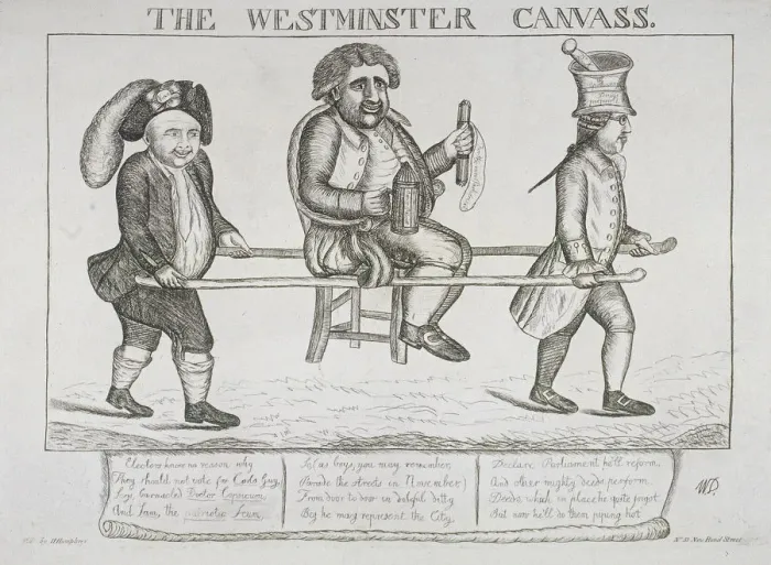 Framed Print : The Westminster canvass, 1784. Artist: William Dent Framed Print : The Westminster canvass, 1784. Artist: William Dent