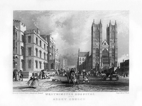 Westminster Hospital and Abbey Church, London, 19th century. Artist: J Woods