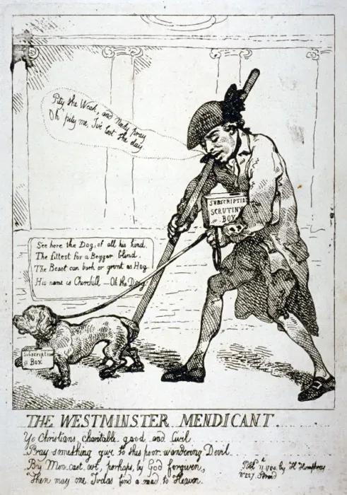 Framed Print : The Westminster mendicant, 1784. Artist: Thomas Rowlandson Framed Print : The Westminster mendicant, 1784. Artist: Thomas Rowlandson
