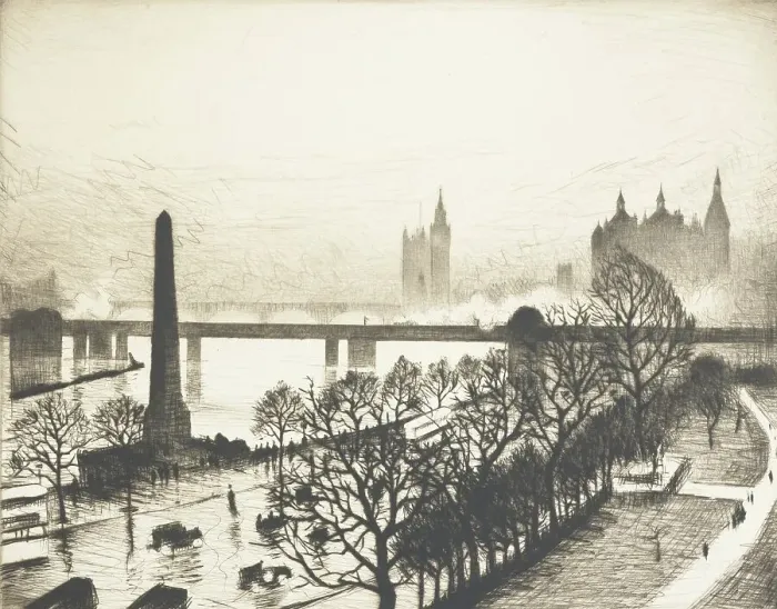 Framed Print : Westminster from a Savoy window, 1925 -1926. Creator: CRW Nevinson Framed Print : Westminster from a Savoy window, 1925 -1926. Creator: CRW Nevinson
