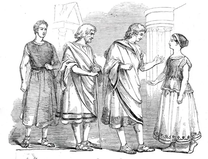 Framed Print : Westminster School - scene from The Andria'of Terence, 1845. Creator: Unknown Framed Print : Westminster School - scene from The Andria'of Terence, 1845. Creator: Unknown
