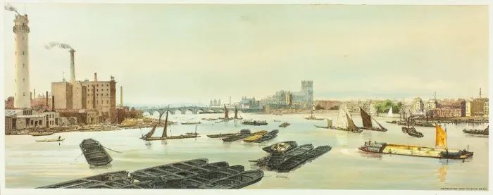 Framed Print : Westminster, from Waterloo Bridge, plate nineteen from Original Views of London as It Is Framed Print : Westminster, from Waterloo Bridge, plate nineteen from Original Views of London as It Is