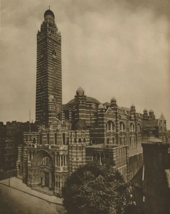 Framed Print : Westminsters Byzantine Cathedral of Red Brick Seen from Ashley Place, c1935. Creator: Campbell Framed Print : Westminsters Byzantine Cathedral of Red Brick Seen from Ashley Place, c1935. Creator: Campbell
