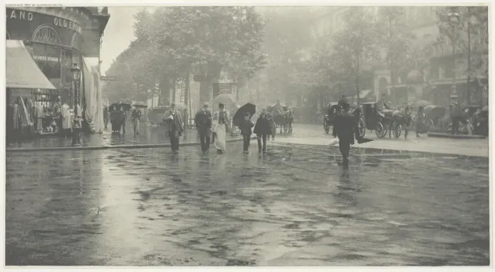 Framed Print : A Wet Day on the Boulevard, Paris, 1894, printed c. 1897. Creator: Alfred Stieglitz Framed Print : A Wet Day on the Boulevard, Paris, 1894, printed c. 1897. Creator: Alfred Stieglitz
