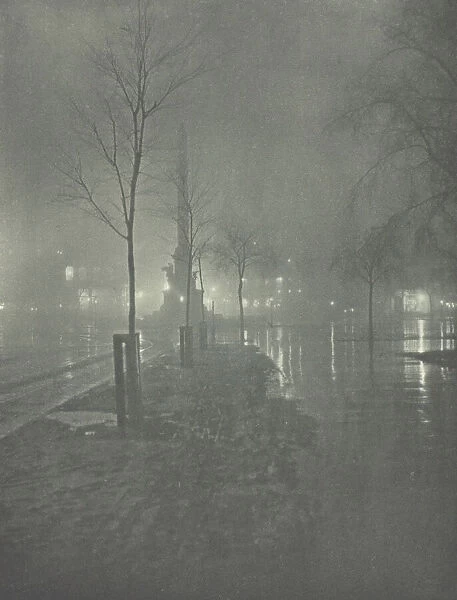 Wet Night, Columbus Circle, New York, c. 1897. Creator: William A. Fraser