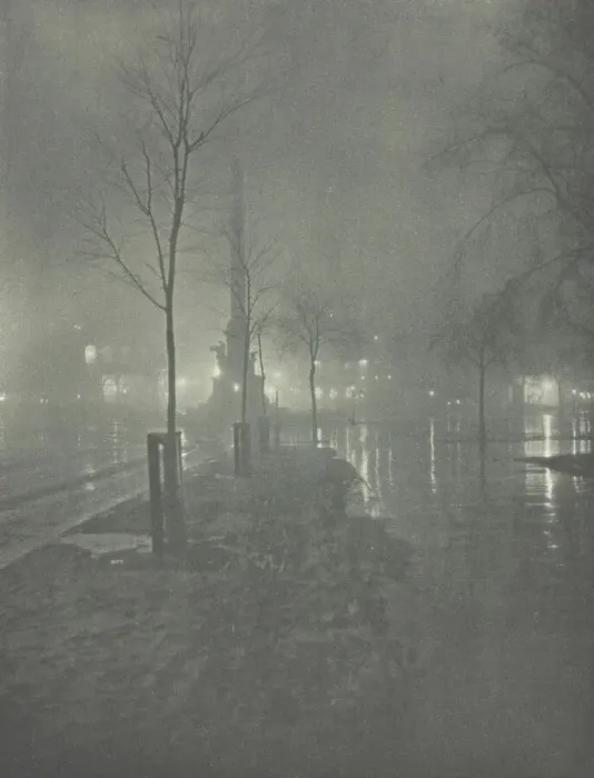 Framed Print : Wet Night, Columbus Circle, New York, c. 1897. Creator: William A. Fraser Framed Print : Wet Night, Columbus Circle, New York, c. 1897. Creator: William A. Fraser