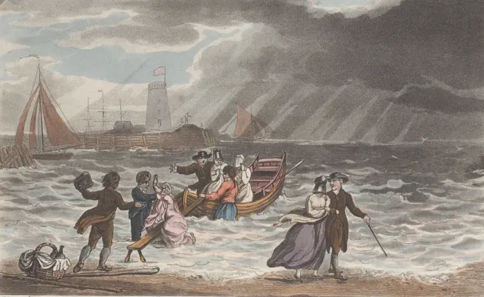 Framed Print : Wet Quakers, from Poetical Sketches of Scarborough, 1813. 1813 Framed Print : Wet Quakers, from Poetical Sketches of Scarborough, 1813. 1813