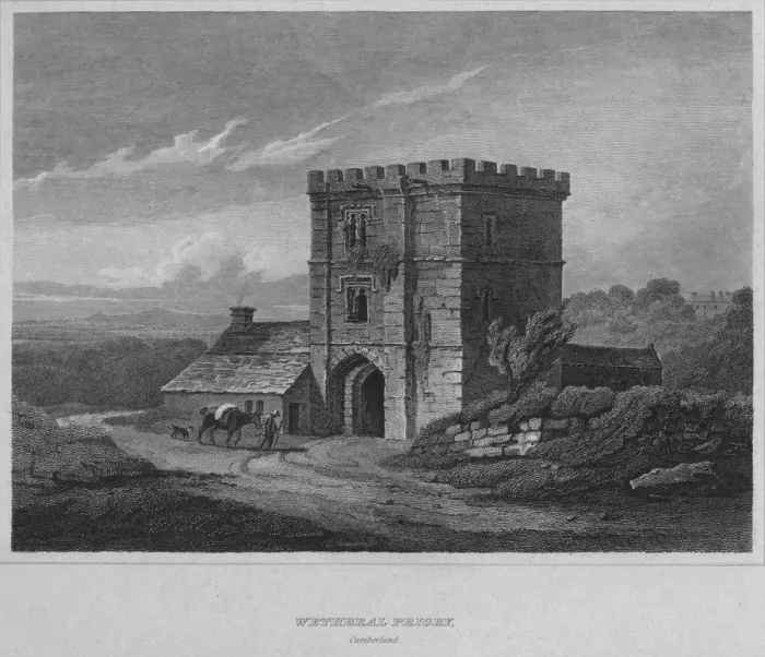 Framed Print : Wetheral Priory, Cumberland, 1814. Artist: John Greig Framed Print : Wetheral Priory, Cumberland, 1814. Artist: John Greig