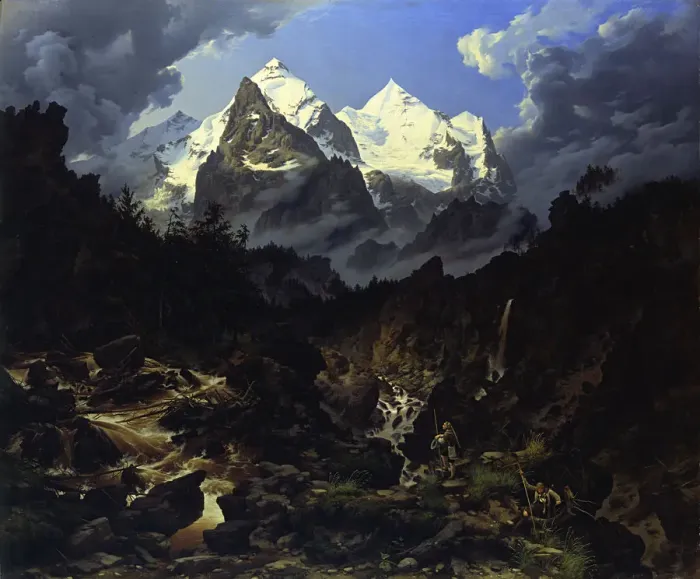 Framed Print : The Wetterhorn, 1830. Creator: Biermann, Karl Eduard (1803-1892) Framed Print : The Wetterhorn, 1830. Creator: Biermann, Karl Eduard (1803-1892)