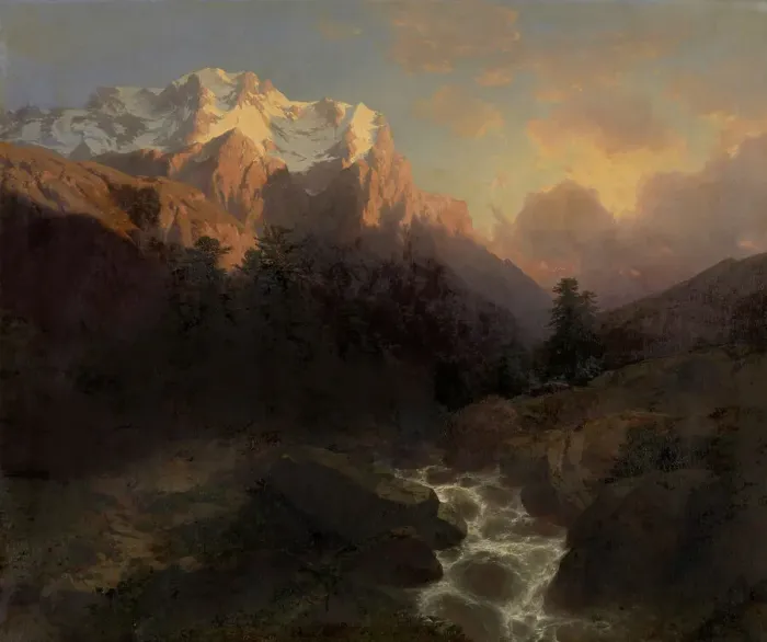 Framed Print : The Wetterhorn, mid-19th century. Creator: Alexandre Calame Framed Print : The Wetterhorn, mid-19th century. Creator: Alexandre Calame