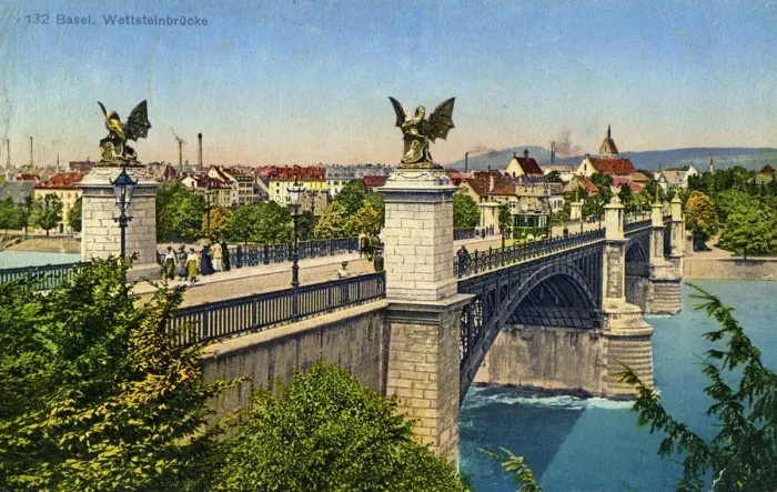 Framed Print : Wettstein Bridge, Basel, Switzerland, c1936 Framed Print : Wettstein Bridge, Basel, Switzerland, c1936