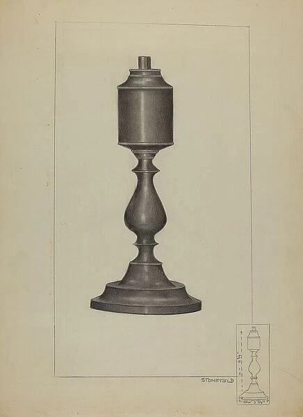 Whale Oil Lamp, 1935 / 1942. Creator: Joseph Stonefield