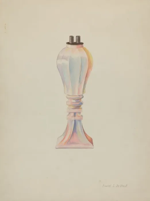 Framed Print : Whale Oil Lamp, 1935 / 1942. Creator: Davids De Vault Framed Print : Whale Oil Lamp, 1935 / 1942. Creator: Davids De Vault