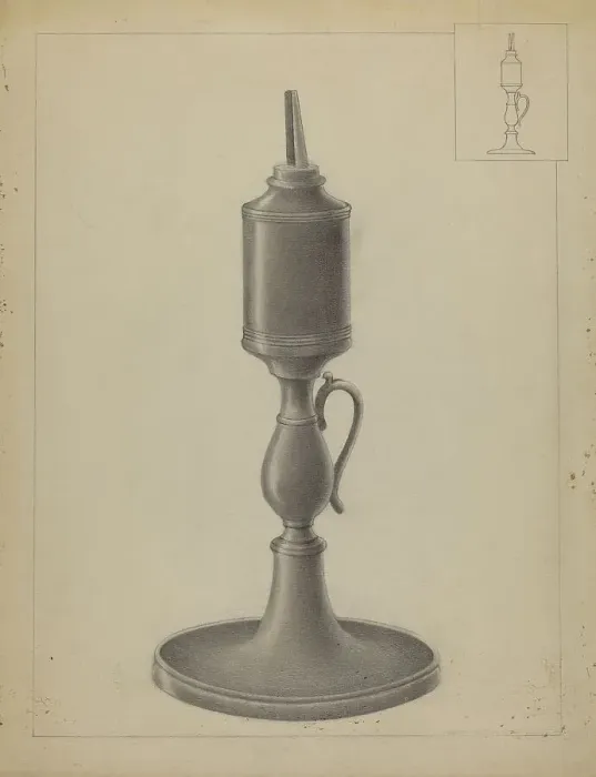 Framed Print : Whale Oil Lamp, 1935 / 1942. Creator: Irene Malawicz Framed Print : Whale Oil Lamp, 1935 / 1942. Creator: Irene Malawicz