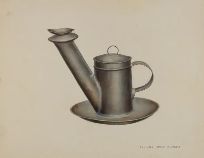 Framed Print : Whale Oil Lamp, 1935 / 1942. Creator: James M. Lawson Framed Print : Whale Oil Lamp, 1935 / 1942. Creator: James M. Lawson