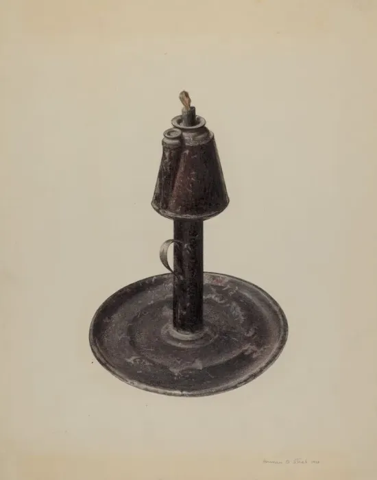 Framed Print : Whale Oil Lamp, 1938. Creator: Herman O. Stroh Framed Print : Whale Oil Lamp, 1938. Creator: Herman O. Stroh