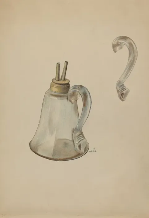 Framed Print : Whale Oil Lamp, c. 1936. Creator: Margaret Stottlemeyer Framed Print : Whale Oil Lamp, c. 1936. Creator: Margaret Stottlemeyer
