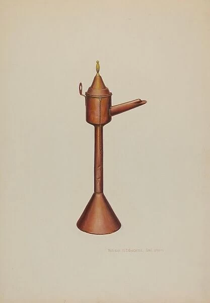 Whale Oil Lamp, c. 1938. Creator: William H Edwards