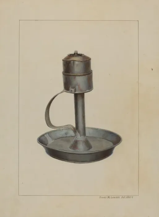 Framed Print : Whale Oil Lamp, c. 1938. Creator: James M. Lawson Framed Print : Whale Oil Lamp, c. 1938. Creator: James M. Lawson