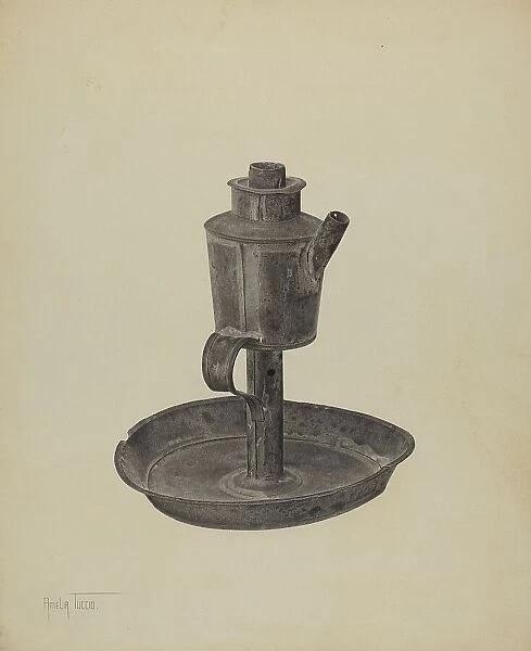 Whale Oil Lamp, c. 1939. Creator: Amelia Tuccio