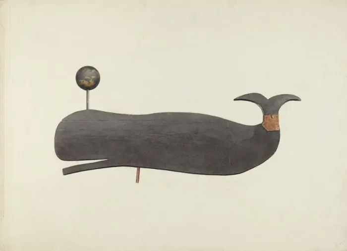 Framed Print : Whale Weather Vane, c. 1938. Creator: Marian Page Framed Print : Whale Weather Vane, c. 1938. Creator: Marian Page