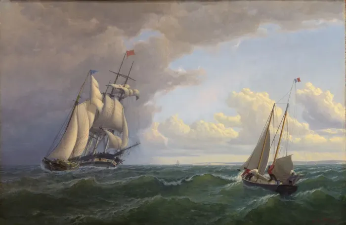 Framed Print : Whaler off the Vineyard--Outward Bound, 1859. Creator: William Bradford Framed Print : Whaler off the Vineyard--Outward Bound, 1859. Creator: William Bradford