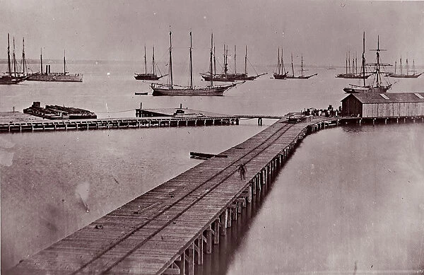 [Wharves on the James River, City Point]. Brady album, p. 10, 1861-65