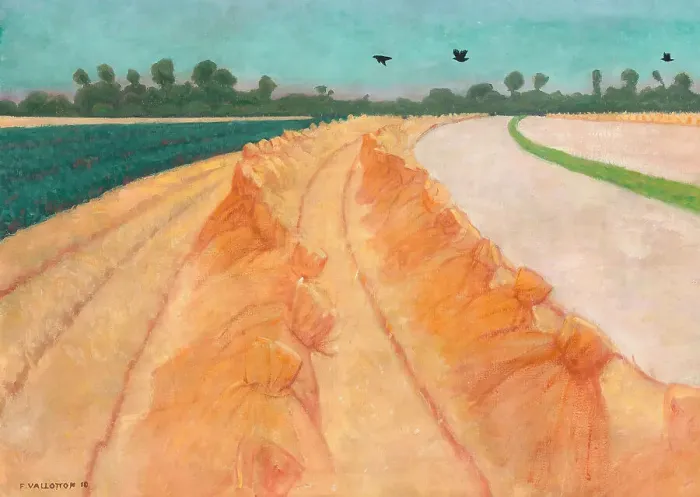 Framed Print : Wheat field, setting sun, 1910. Creator: Vallotton, Felix Edouard (1865-1925) Framed Print : Wheat field, setting sun, 1910. Creator: Vallotton, Felix Edouard (1865-1925)