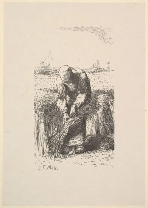 Framed Print : The Wheat Gatherer, 1853. Creator: Jacques-Adrien Lavieille Framed Print : The Wheat Gatherer, 1853. Creator: Jacques-Adrien Lavieille