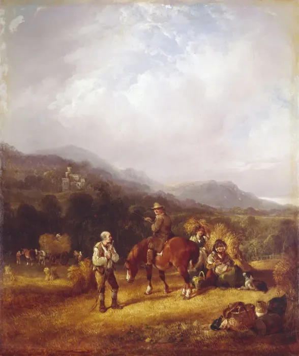 Framed Print : The Wheat Harvest. Artist: Shayer, William I (1788-1879) Framed Print : The Wheat Harvest. Artist: Shayer, William I (1788-1879)
