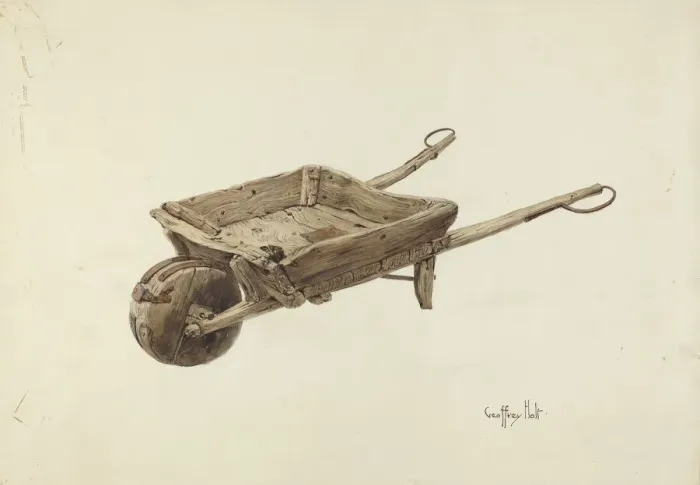 Framed Print : Wheel Barrow, c. 1938. Creator: Geoffrey Holt Framed Print : Wheel Barrow, c. 1938. Creator: Geoffrey Holt
