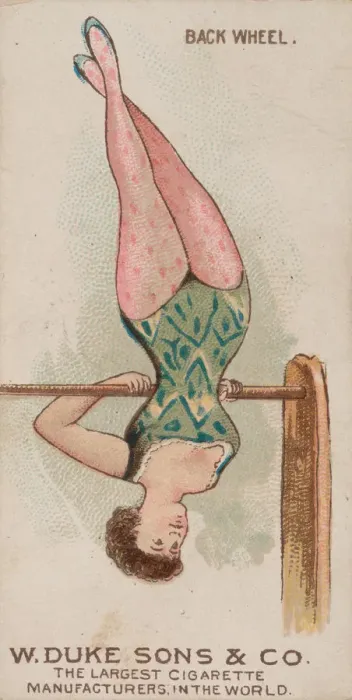 Framed Print : Back Wheel, from the Gymnastic Exercises series (N77) for Duke brand cigarettes, 1887 Framed Print : Back Wheel, from the Gymnastic Exercises series (N77) for Duke brand cigarettes, 1887