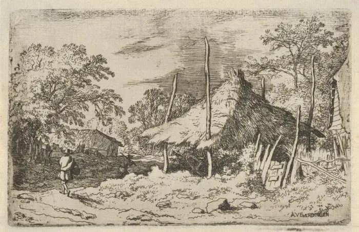 Framed Print : The Wheel underneath the Haybarn, 17th century. Creator: Allart van Everdingen Framed Print : The Wheel underneath the Haybarn, 17th century. Creator: Allart van Everdingen
