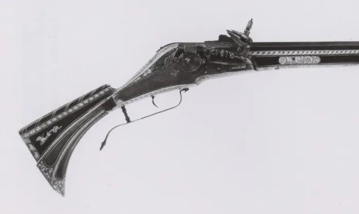 Framed Print : Wheellock Gun, Augsburg, c. 1585. Creator: Berhard Albrecht Framed Print : Wheellock Gun, Augsburg, c. 1585. Creator: Berhard Albrecht