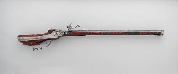 Wheellock Sporting Rifle, German, Augsburg, dated 1658. Creator: Martin Kammerer