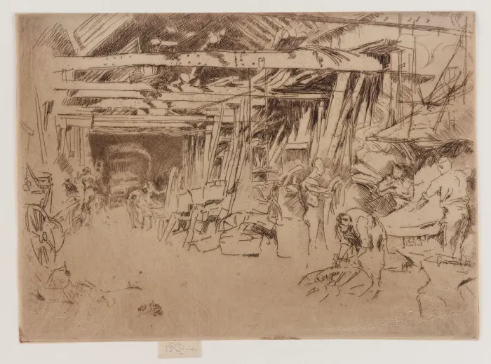 Framed Print : Wheelwright, 1879-1880. Creator: James Abbott McNeill Whistler Framed Print : Wheelwright, 1879-1880. Creator: James Abbott McNeill Whistler