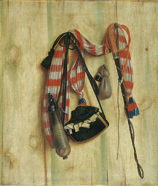 A Whip and a Letter Bag on a Board - Trompe l´oeil, 1672. Creator: Cornelis Norbertus Gysbrechts