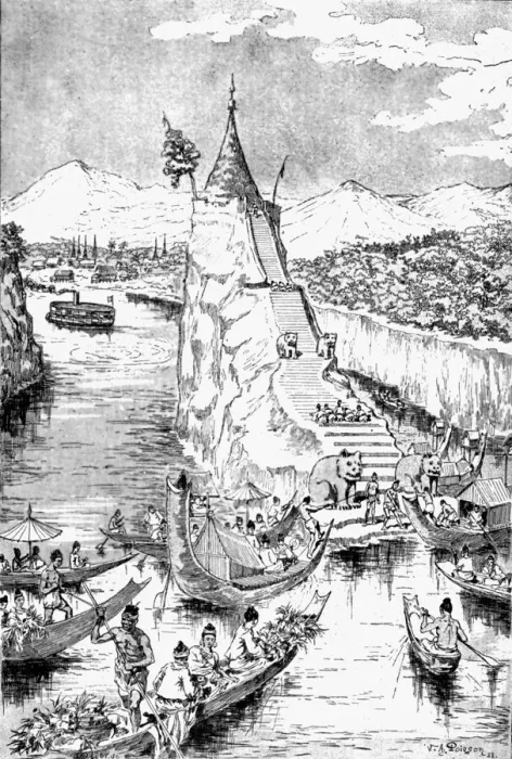 Framed Print : The Whirlpool and Pagoda of Kalewa, Chidwin River, Upper Burma, during the Water Festival, 1888. Creator: Unknown Framed Print : The Whirlpool and Pagoda of Kalewa, Chidwin River, Upper Burma, during the Water Festival, 1888. Creator: Unknown