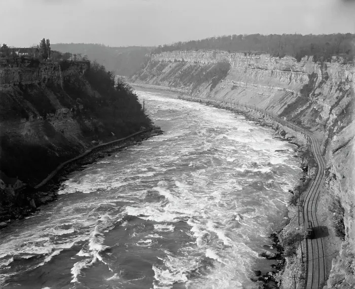 Framed Print : Whirlpool Rapids from Niagara Railway Suspension Bridge, Niagara Falls, N.Y. between 1900 and 1915. Creator: Unknown Framed Print : Whirlpool Rapids from Niagara Railway Suspension Bridge, Niagara Falls, N.Y. between 1900 and 1915. Creator: Unknown