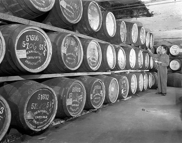 Whiskey blending at Wiley & Co, a Sheffield bonded warehouse, South Yorkshire, 1960