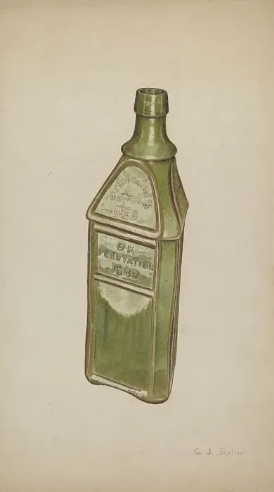 Framed Print : Whiskey Bottle, c. 1941. Creator: Gerald Scalise Framed Print : Whiskey Bottle, c. 1941. Creator: Gerald Scalise