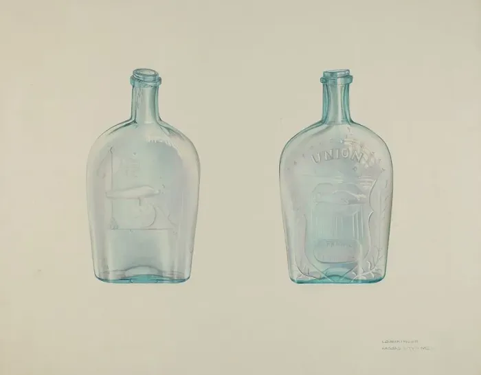 Framed Print : Whiskey Bottle, c. 1943. Creator: Loraine Makimson Framed Print : Whiskey Bottle, c. 1943. Creator: Loraine Makimson