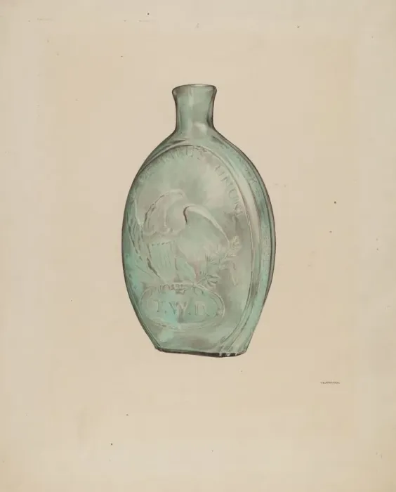 Framed Print : Whiskey Flask, c. 1938. Creator: G. A. Spangenberg Framed Print : Whiskey Flask, c. 1938. Creator: G. A. Spangenberg