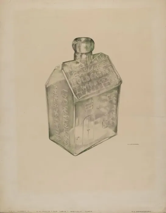 Framed Print : Whiskey Flask, c. 1938. Creator: G. A. Spangenberg Framed Print : Whiskey Flask, c. 1938. Creator: G. A. Spangenberg