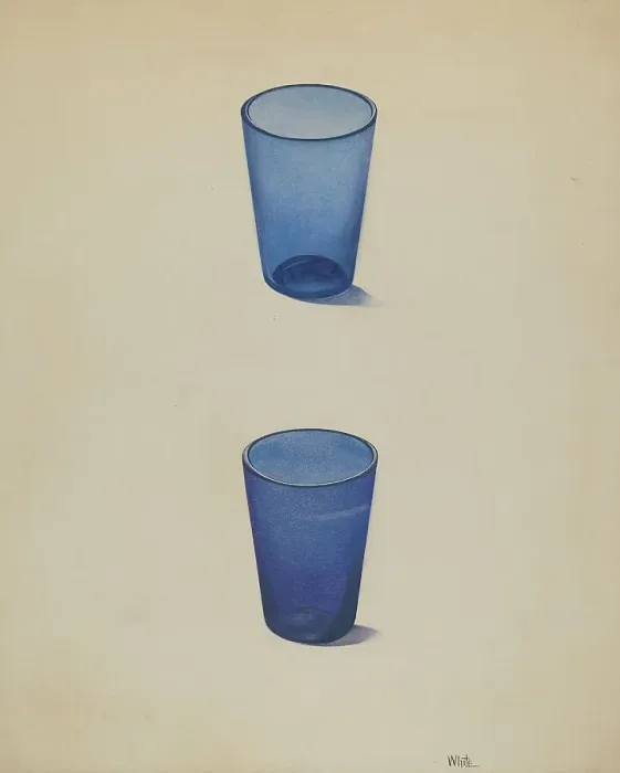 Framed Print : Whiskey Glasses (Cobalt), c. 1937. Creator: Edward White Framed Print : Whiskey Glasses (Cobalt), c. 1937. Creator: Edward White