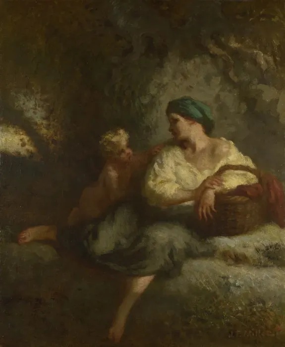 Framed Print : The Whisper, c. 1846. Artist: Millet, Jean-Francois (1814-1875) Framed Print : The Whisper, c. 1846. Artist: Millet, Jean-Francois (1814-1875)