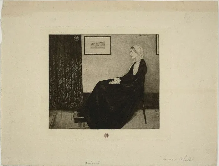 Framed Print : Whistlers Mother, after Whistler, c. 1883. Creator: Henri-Charles Guerard Framed Print : Whistlers Mother, after Whistler, c. 1883. Creator: Henri-Charles Guerard