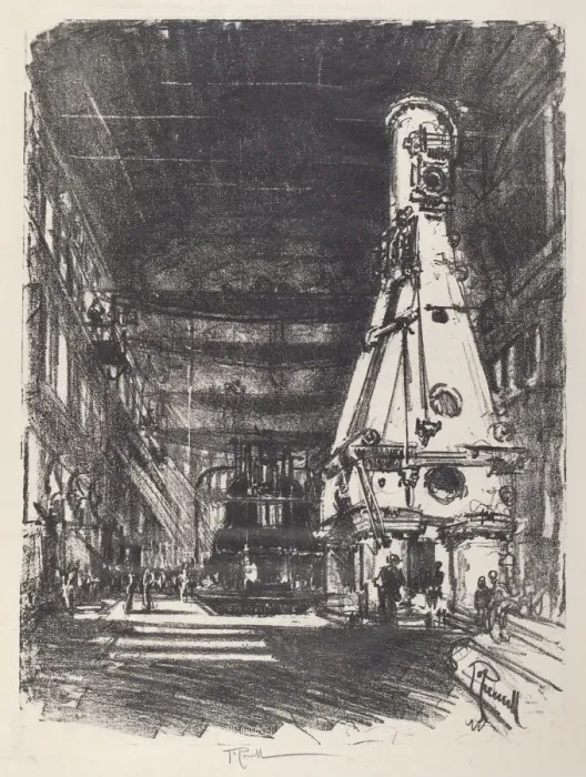 Framed Print : The White and Black Hammers, 1917. Creator: Joseph Pennell Framed Print : The White and Black Hammers, 1917. Creator: Joseph Pennell